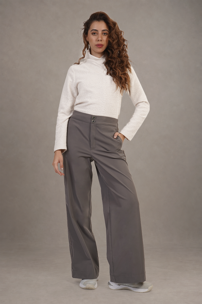 Pantalón Gris De Pierna Amplia