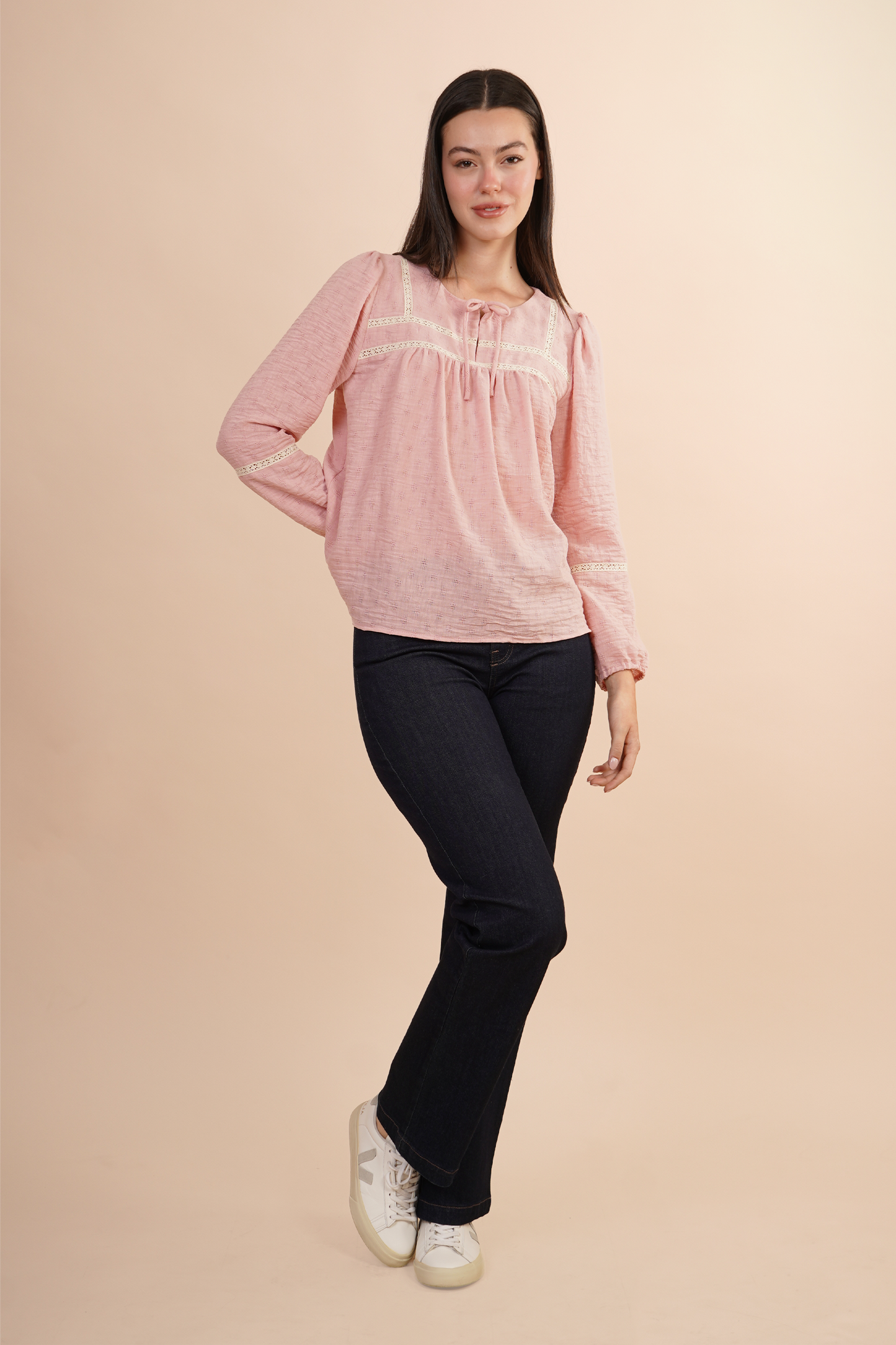 Blusa Con Tira Bordada Rosa 262053