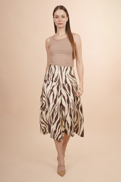 Falda Midi Animal Print con Vuelo 261064