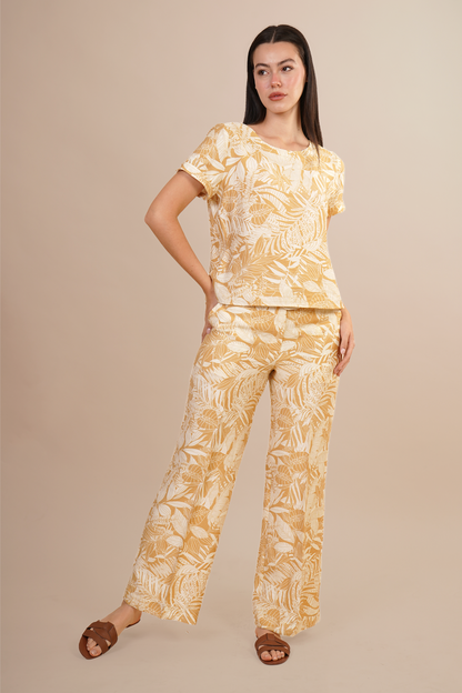 Blusa Mostaza  De Estampado Floral 262049