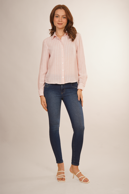 Blusa Camisera A Rayas Rosa  262026