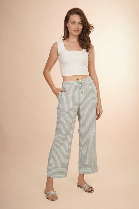 Pantalón Largo Capri Con Jareta Menta 261017