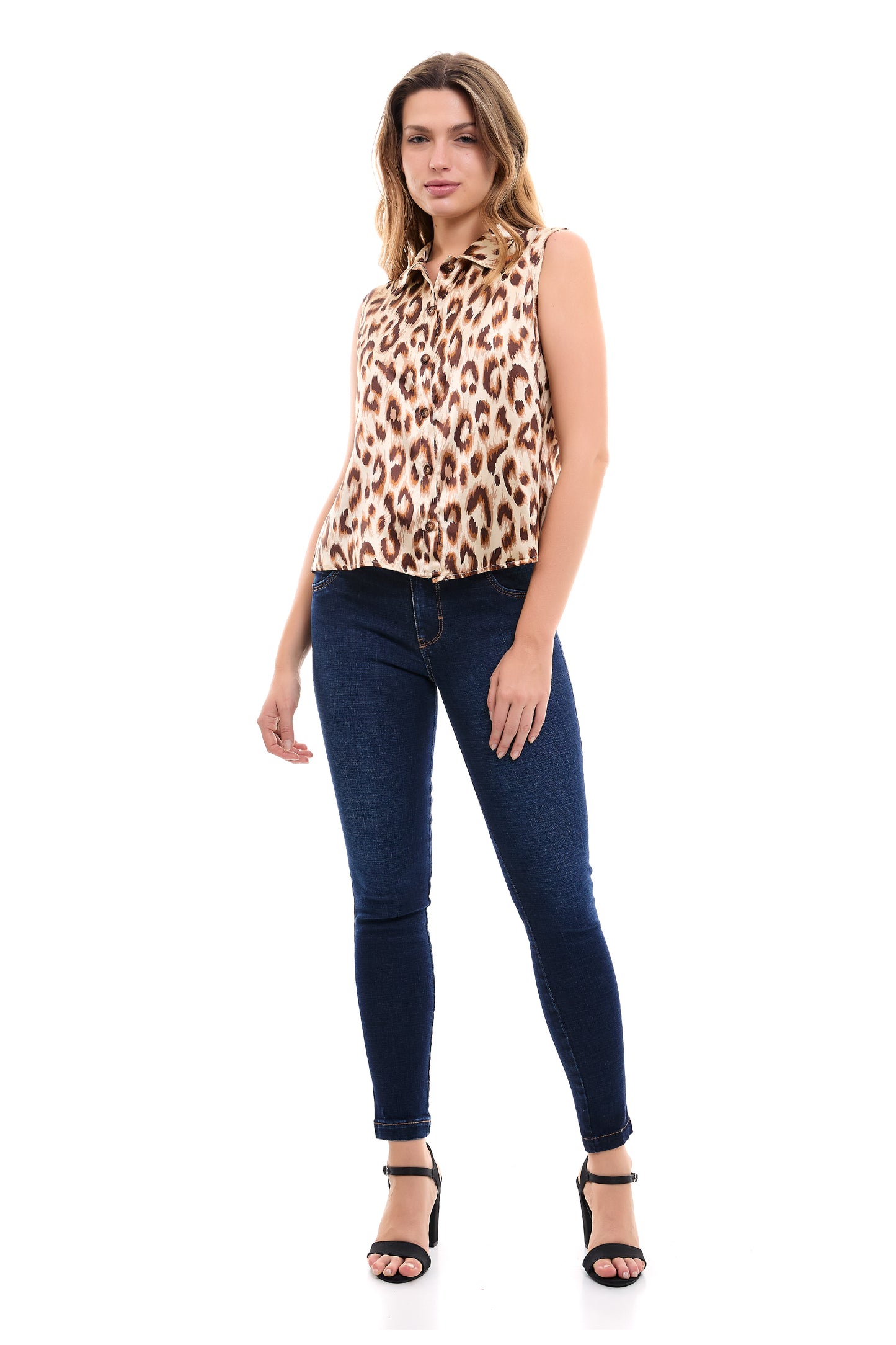 Blusa animal print sin mangas 232118