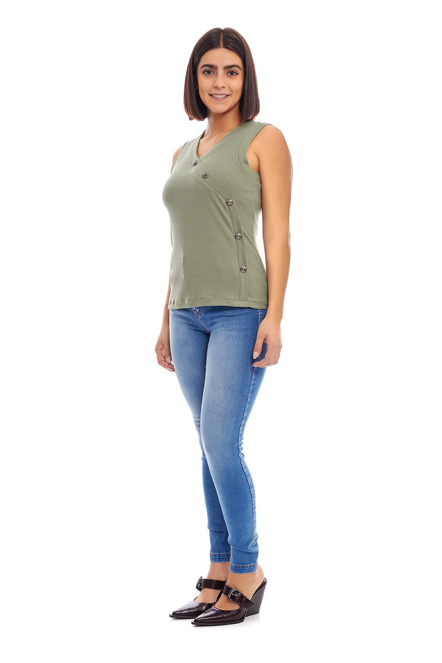 Blusa sin mangas cuello v 242013