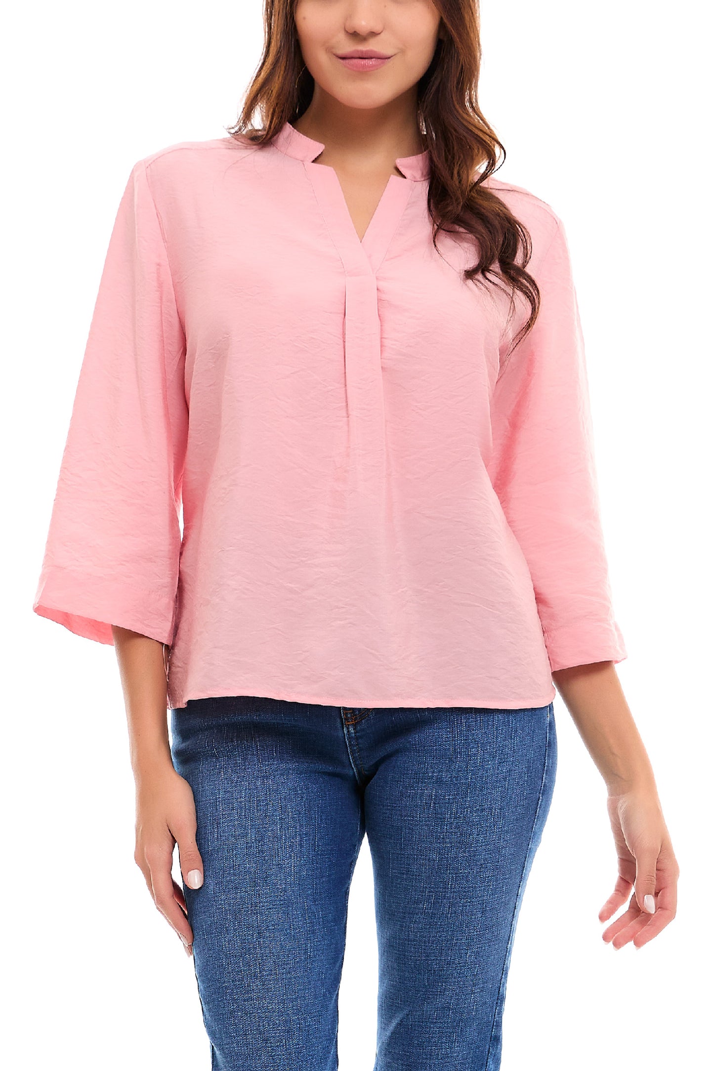 Blusa con cuello v y manga larga tipo campana 242059