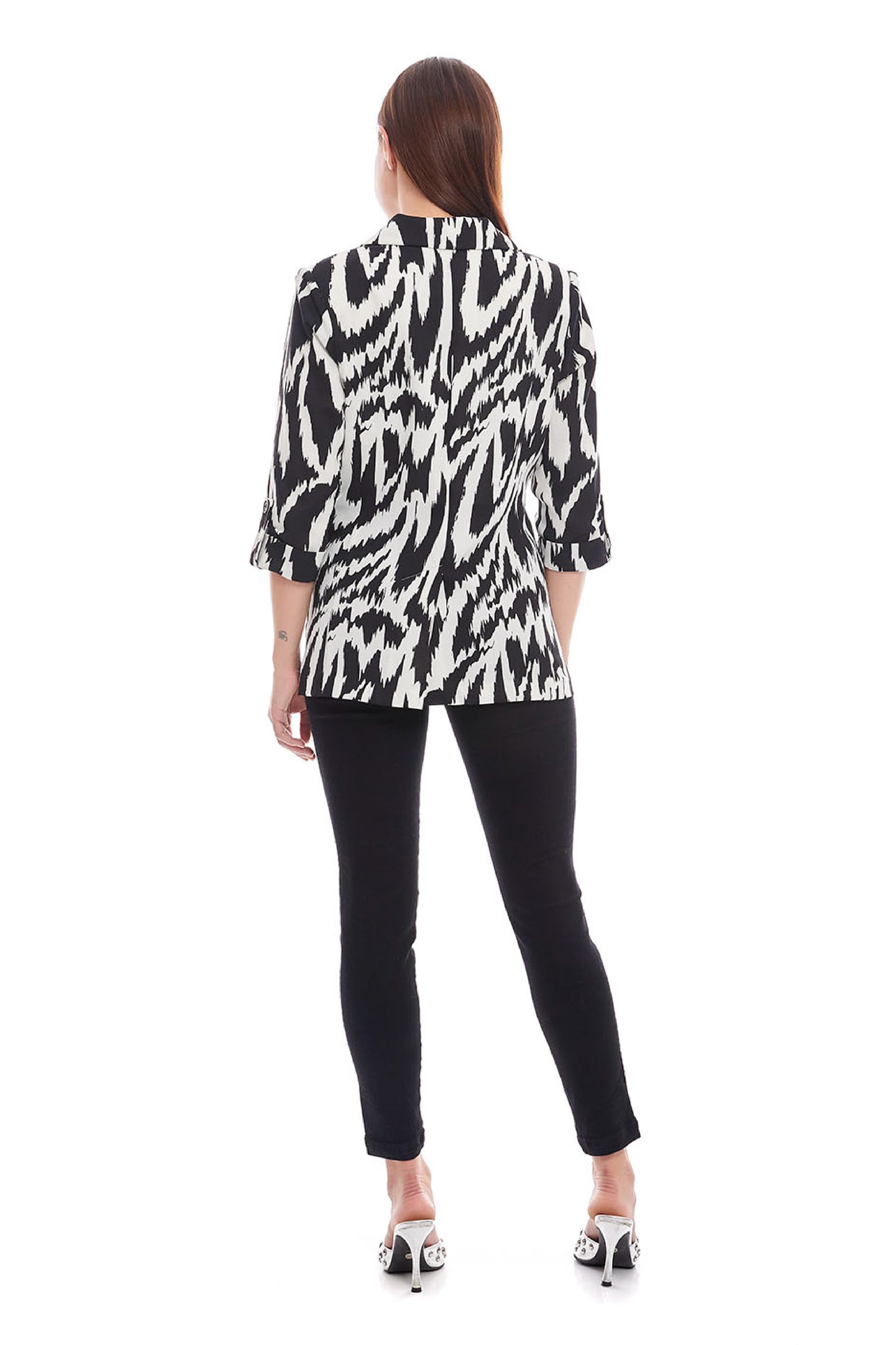 Saco estilo animal print media manga a dos botones 244003