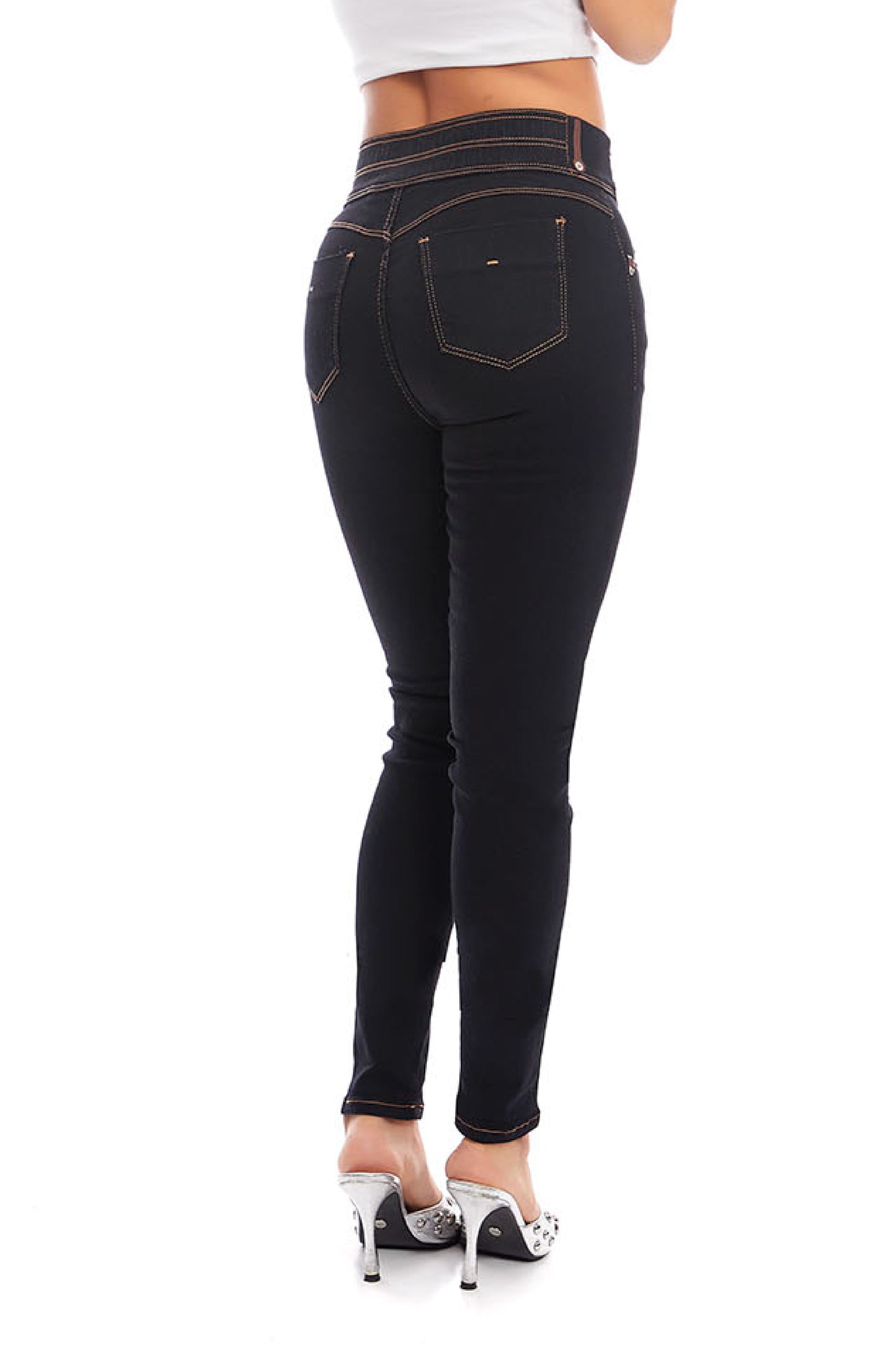 Jeans negro medio corte skinny 246018