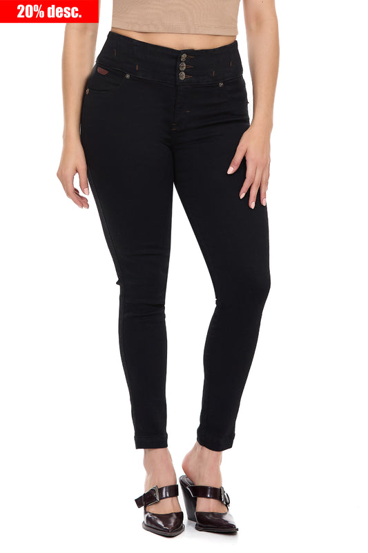 Jeans skinny con pretina ajustada, corte alto 246036