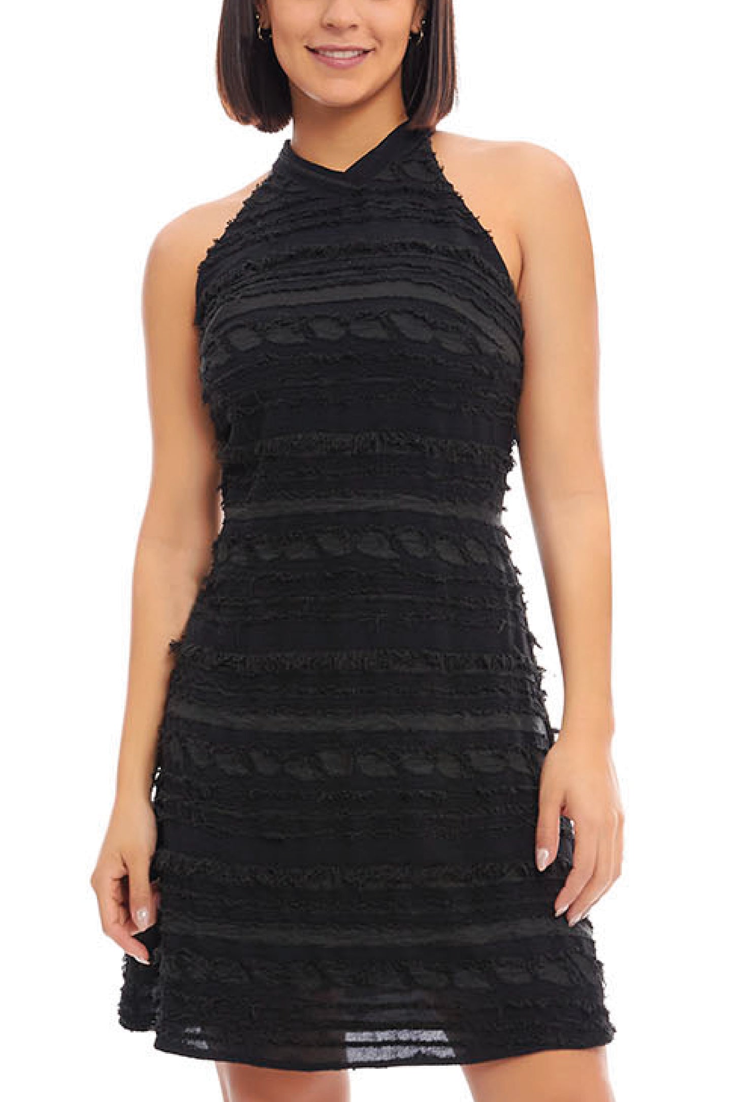 Vestido negro sin mangas cuello halter 247008