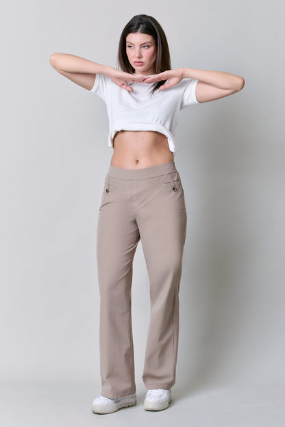 Pantalón gabardina con elástico atrás 251043