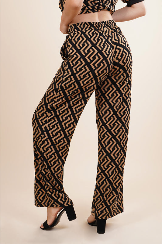 Pantalón estampado con cinta y resorte en pretina 251091