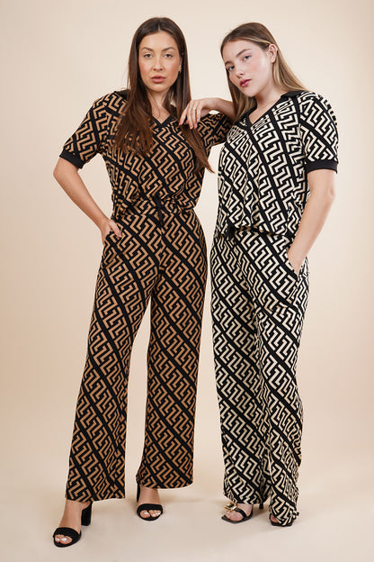 Pantalón estampado con cinta y resorte en pretina 251091