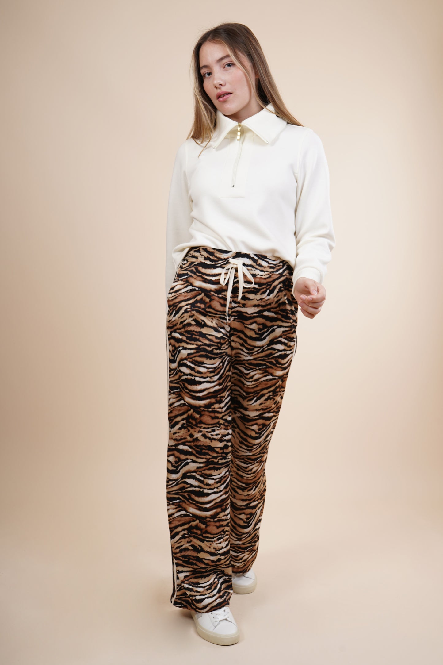 Pantalon animal print, cinta en cintura 251098
