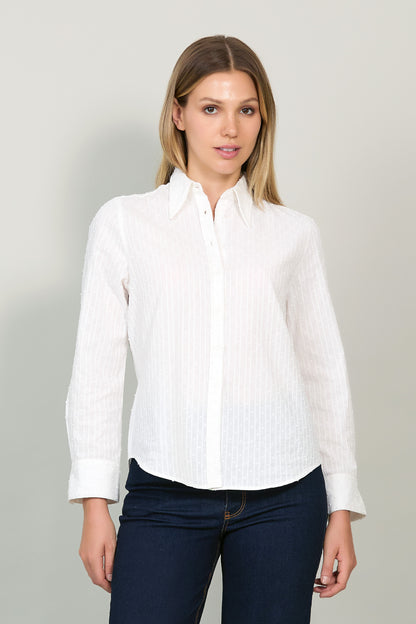 Blusa manga larga con estampado de rayas 252029