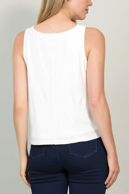 Blusa sin mangas, cuello V con detalles 252033