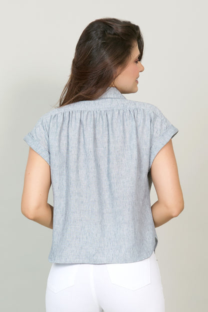 Blusa manga corta con detalle de dobles 252035