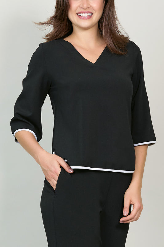 Blusa manga 3/4 con cuello en V 252045
