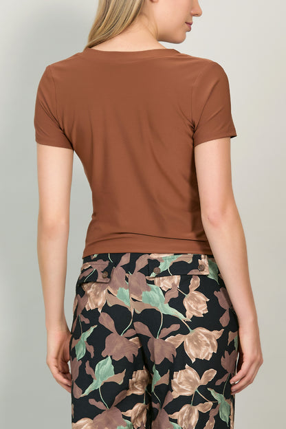 Blusa manga corta, cuello V con botones 252049