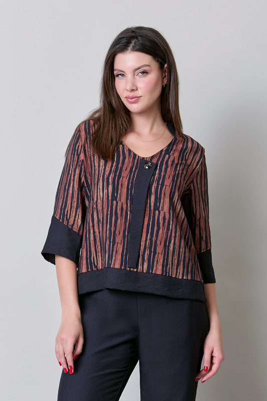 Blusa manga 3/4, estampado rayado 252052