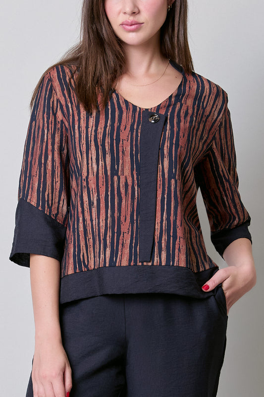 Blusa manga 3/4, estampado rayado 252052