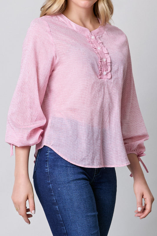 Blusa en voile, estampado rayas 252054