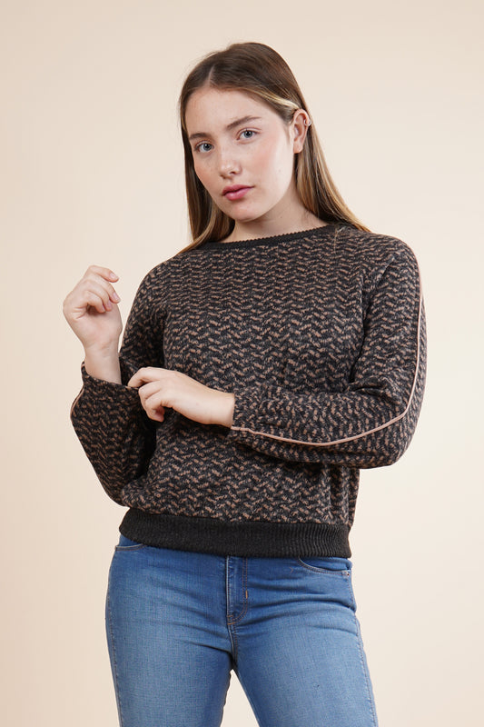 Blusa de manga larga con detalle de franjas 252079