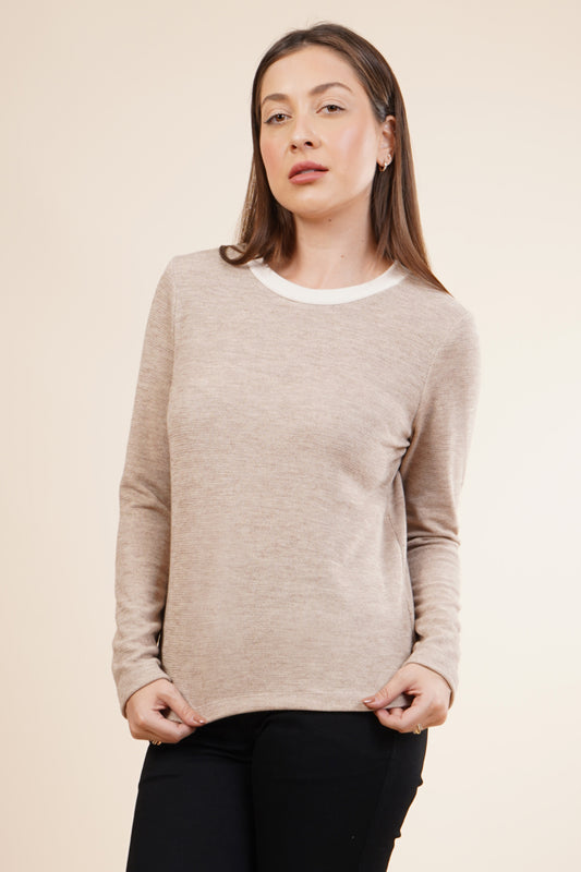 Blusa manga larga con cuello redondo 252081
