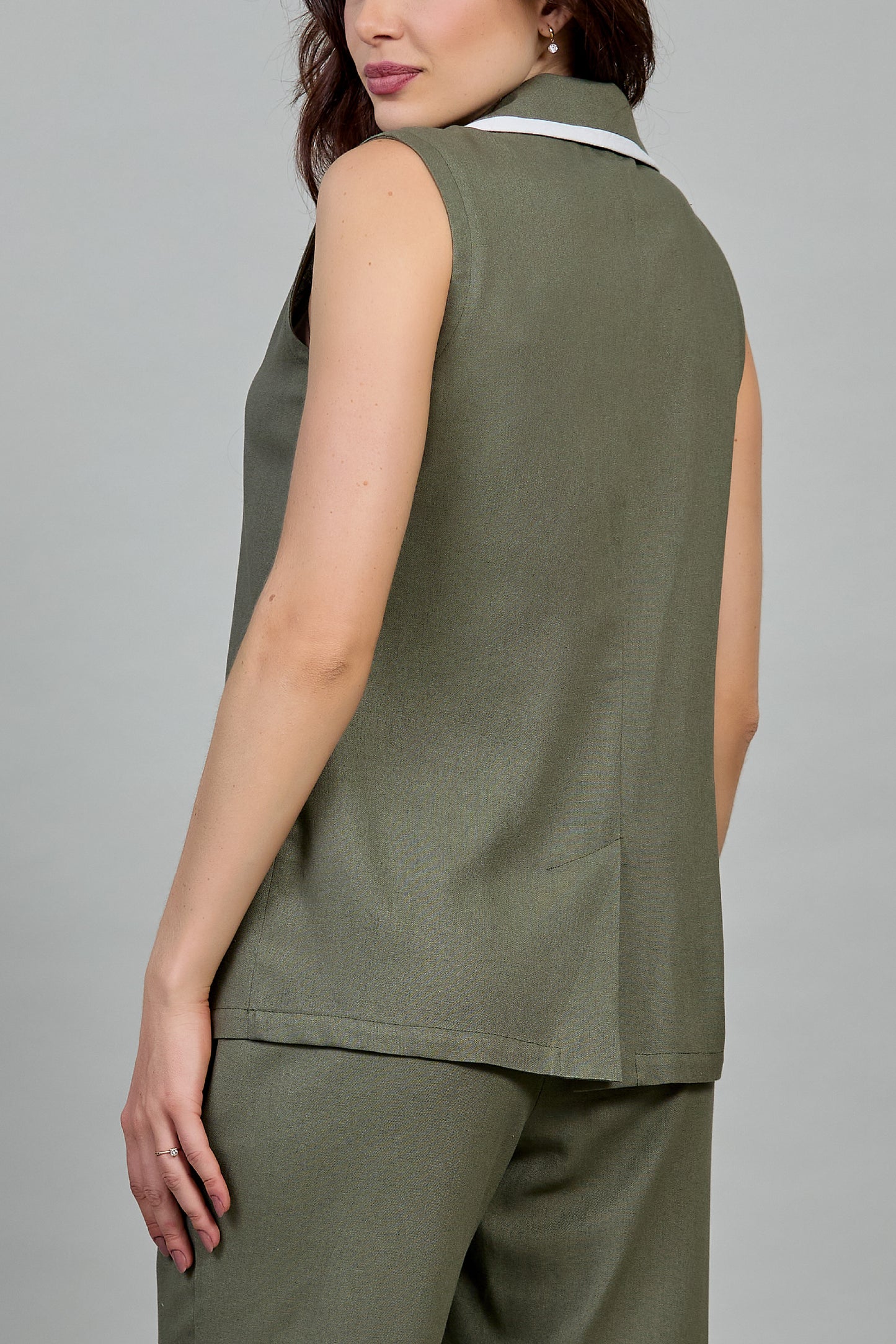 Chaleco casual largo con detalle en cuello 254002