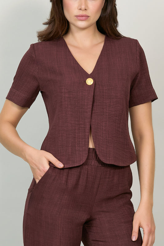 Saco a un botón con cuello v 254005