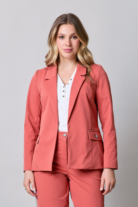 Saco casual de gabardina con bolsillos de decoración 254013