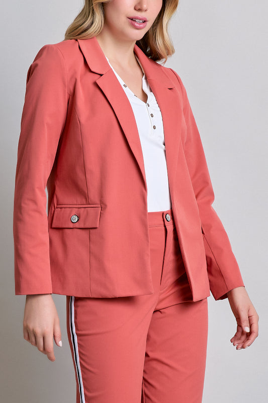 Saco casual de gabardina con bolsillos de decoración 254013