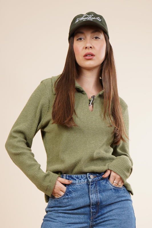 Sudadera de mujer con botón en cuello 254036