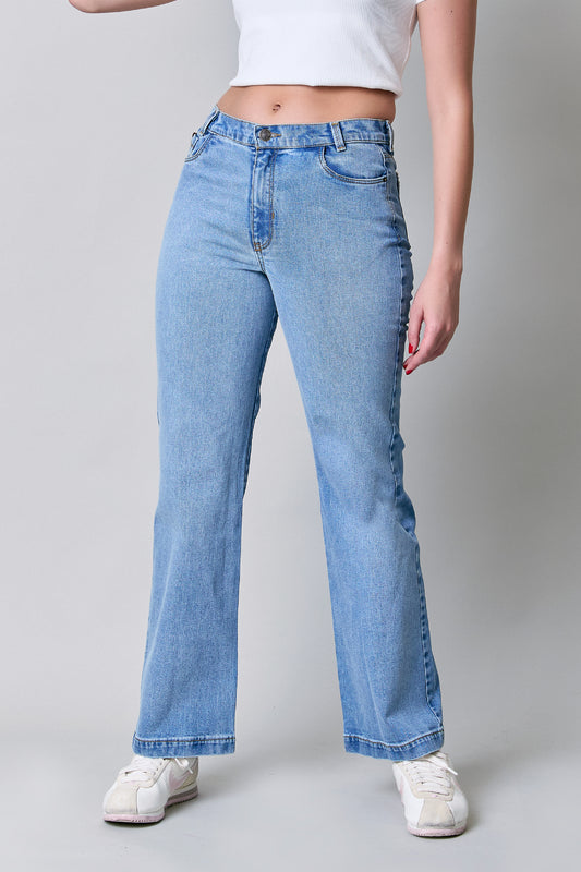 Jeans de mezclilla claro recto, pretina baja 256019