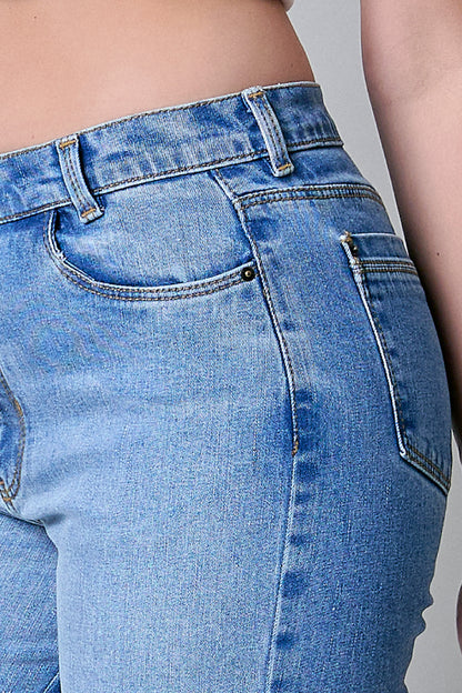 Jeans de mezclilla claro recto, pretina baja 256019