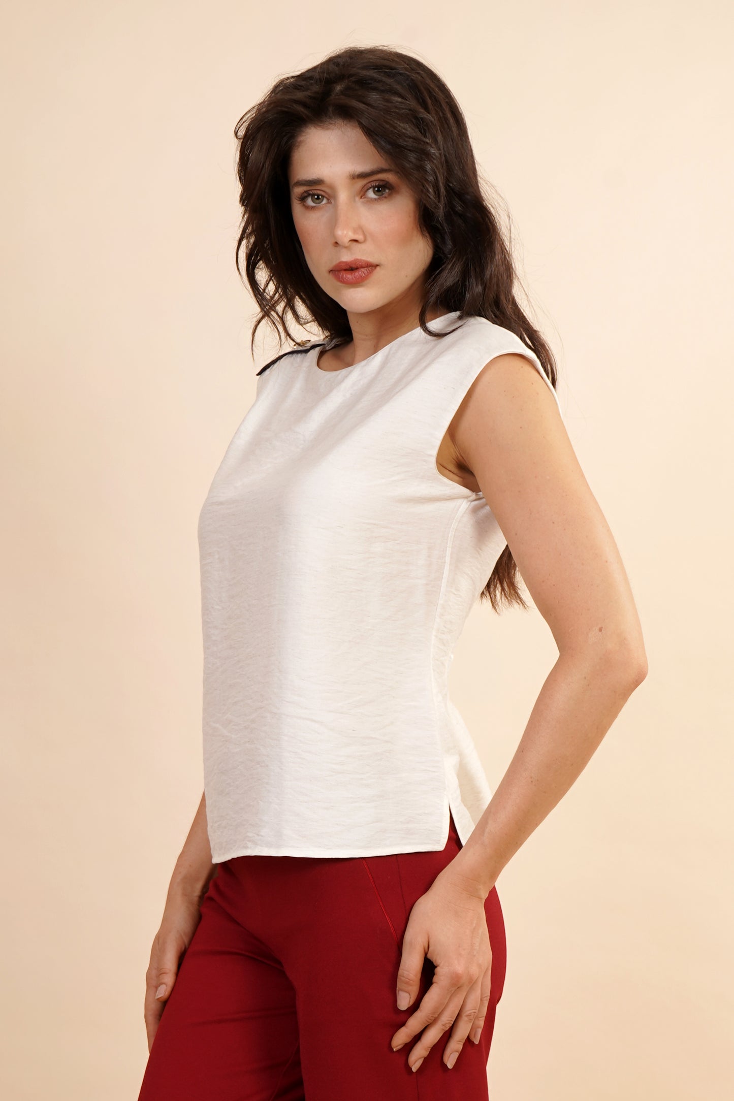 Blusa Hombro Caído Con Botones Marineros 262065