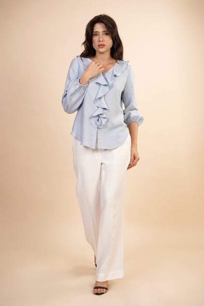 Blusa Azul Claro Con Olanes