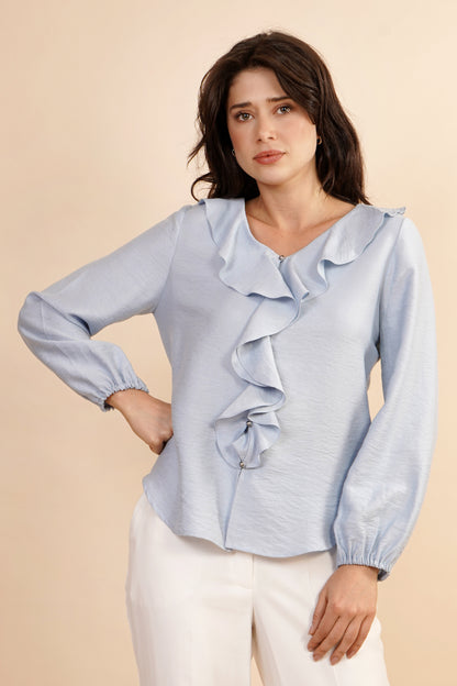 Blusa Azul Claro Con Olanes