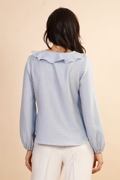 Blusa Azul Claro Con Olanes