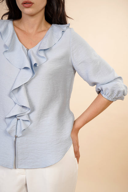 Blusa Azul Claro Con Olanes