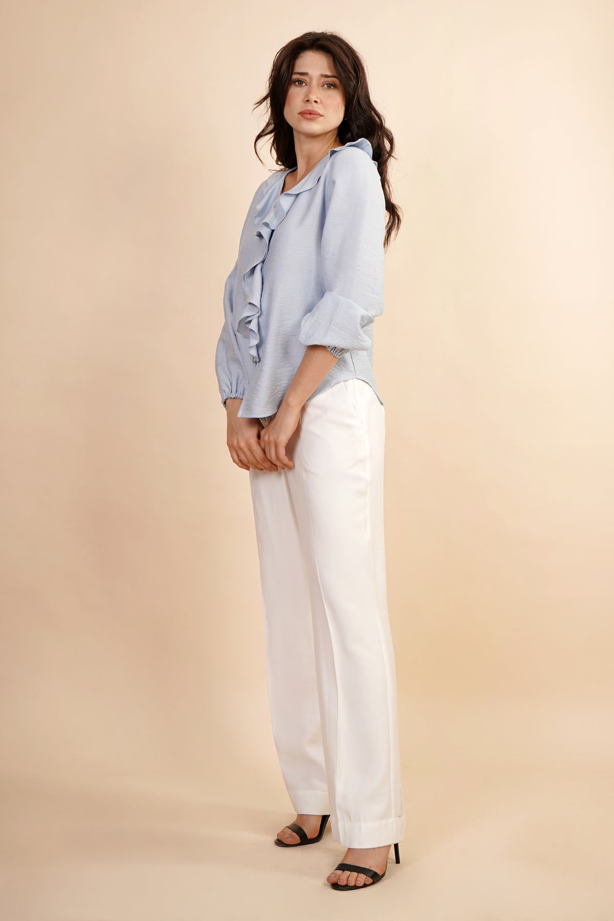 Blusa Azul Claro Con Olanes