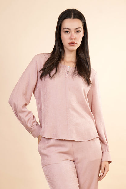 Blusa Manga Larga Aglobada Rosa 262067