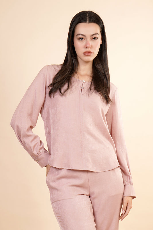 Blusa Manga Larga Aglobada Rosa 262067