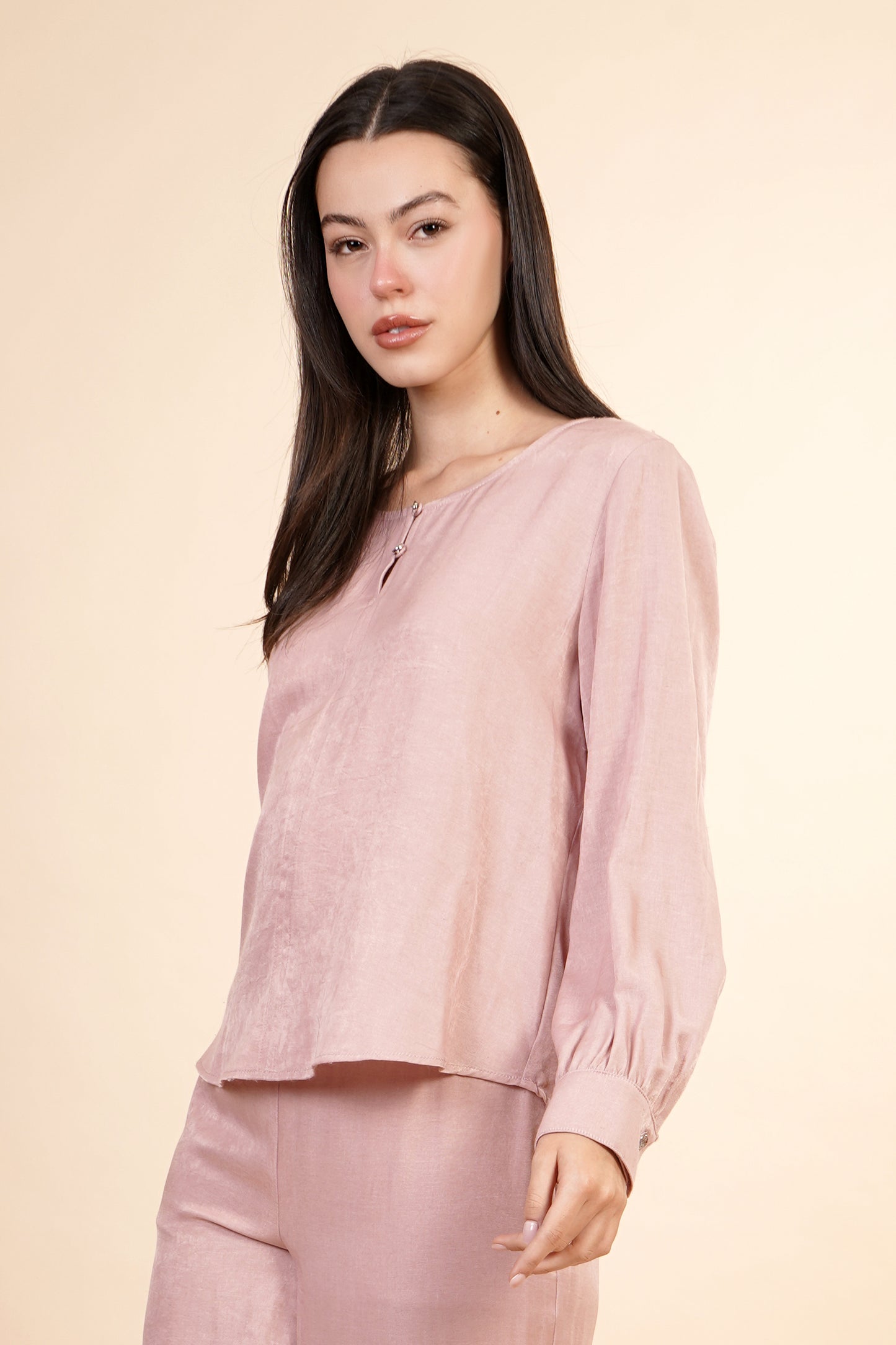 Blusa Manga Larga Aglobada Rosa 262067