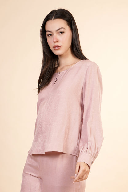 Blusa Manga Larga Aglobada Rosa 262067