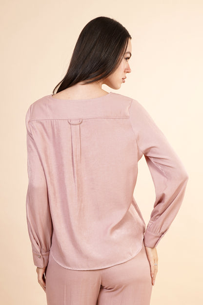 Blusa Manga Larga Aglobada Rosa 262067
