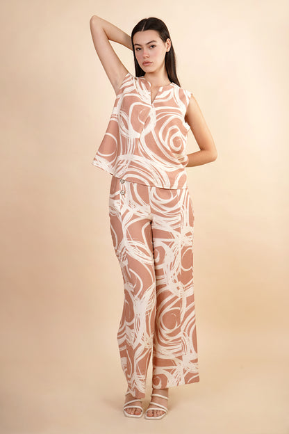 Blusa Sisada Estampado Geométrico Rosa 262070