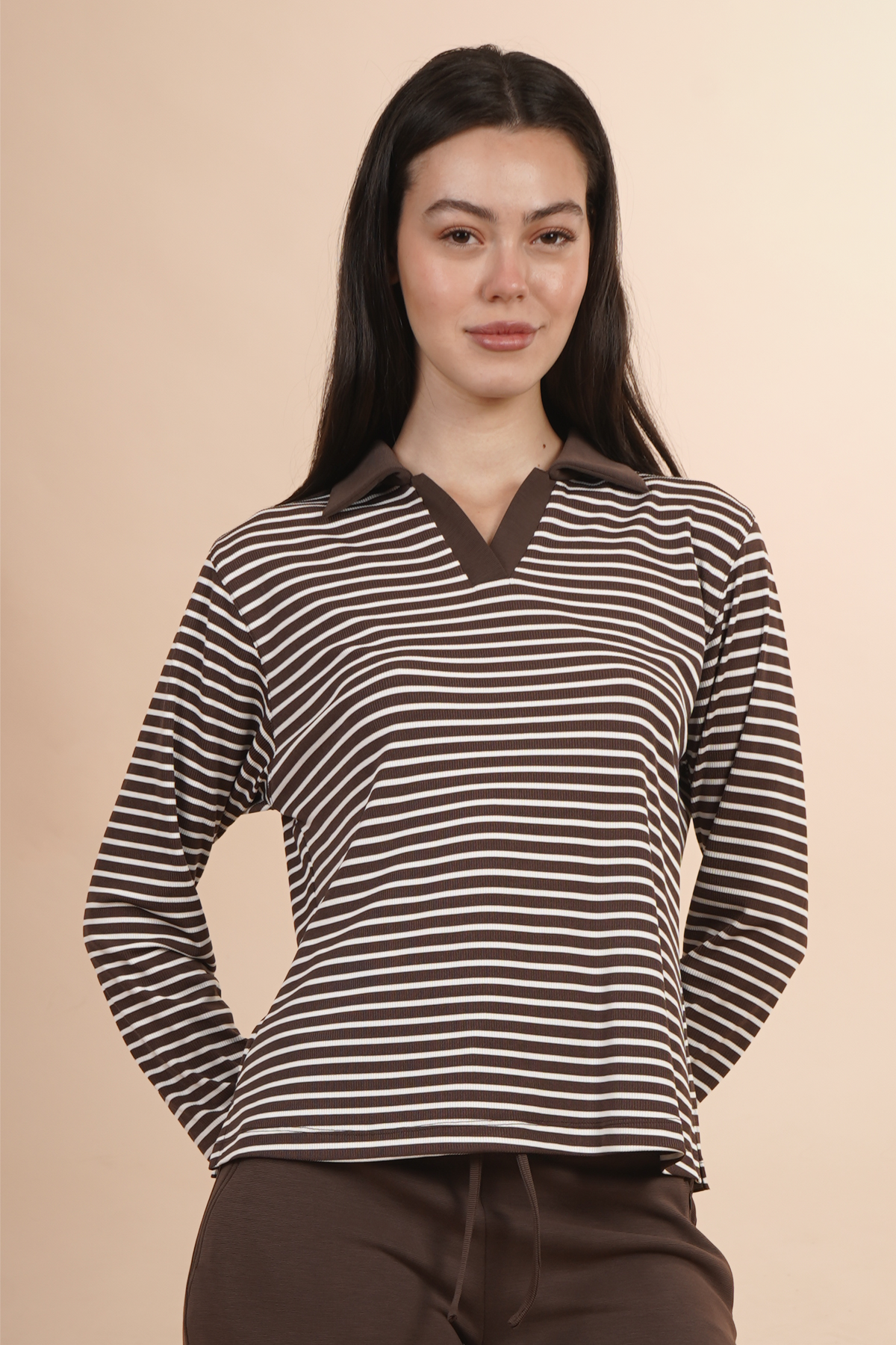 Blusa De Rayas Cafe