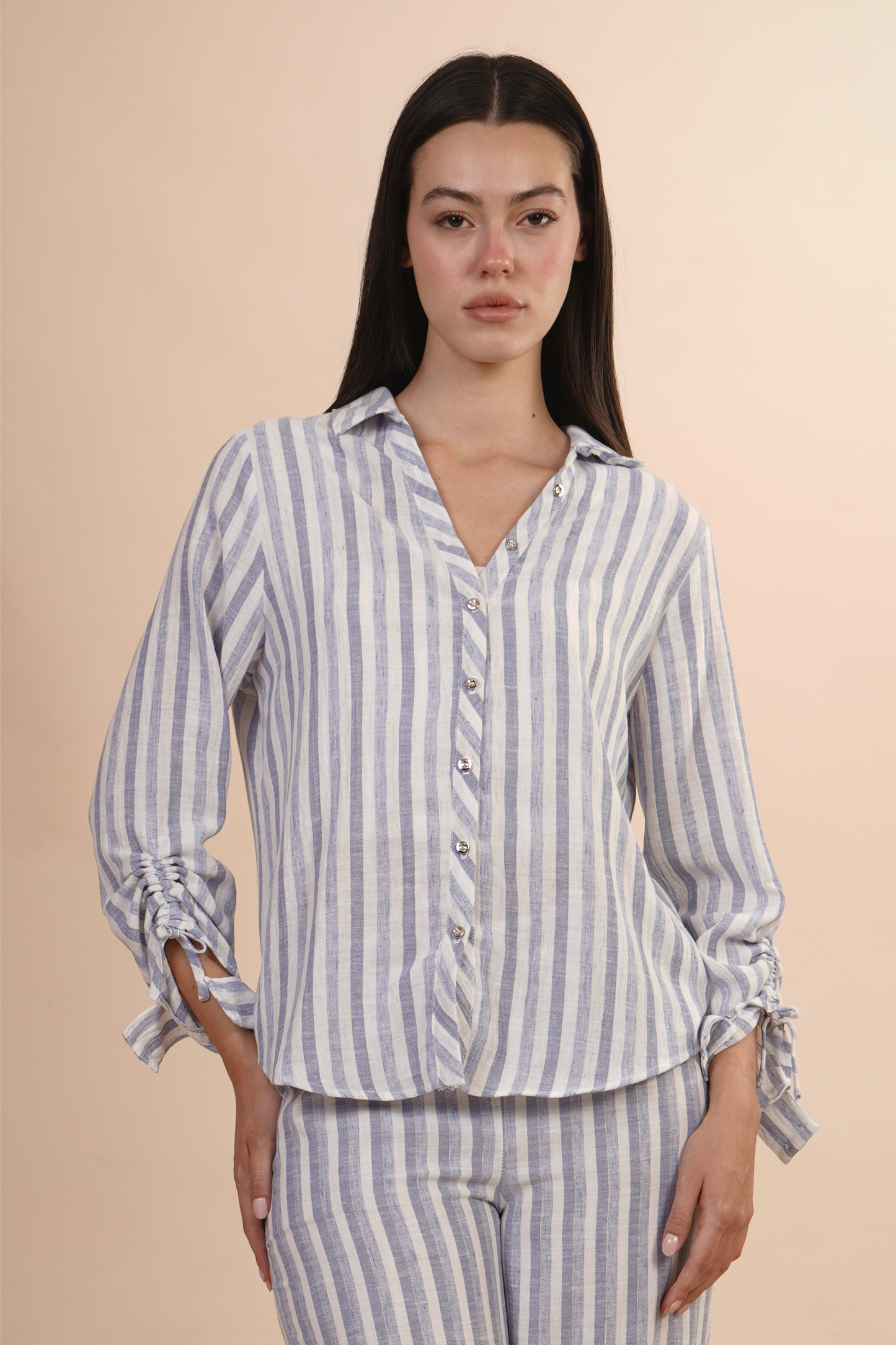 Blusa Camisera A Rayas Azul 262041
