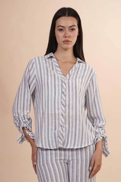 Blusa Camisera A Rayas Azul 262041
