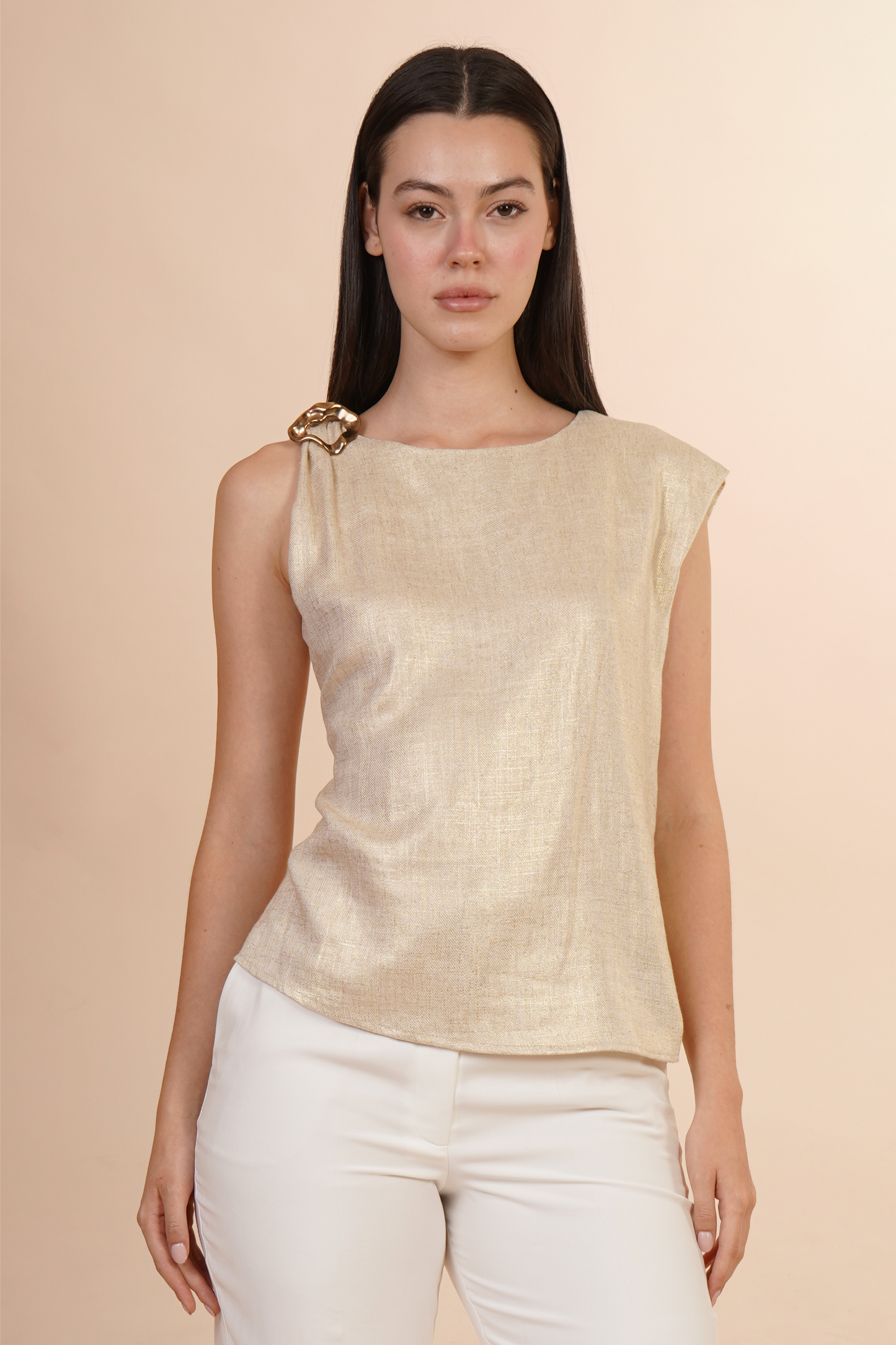 Blusa Con Adorno En Un Hombro 262057